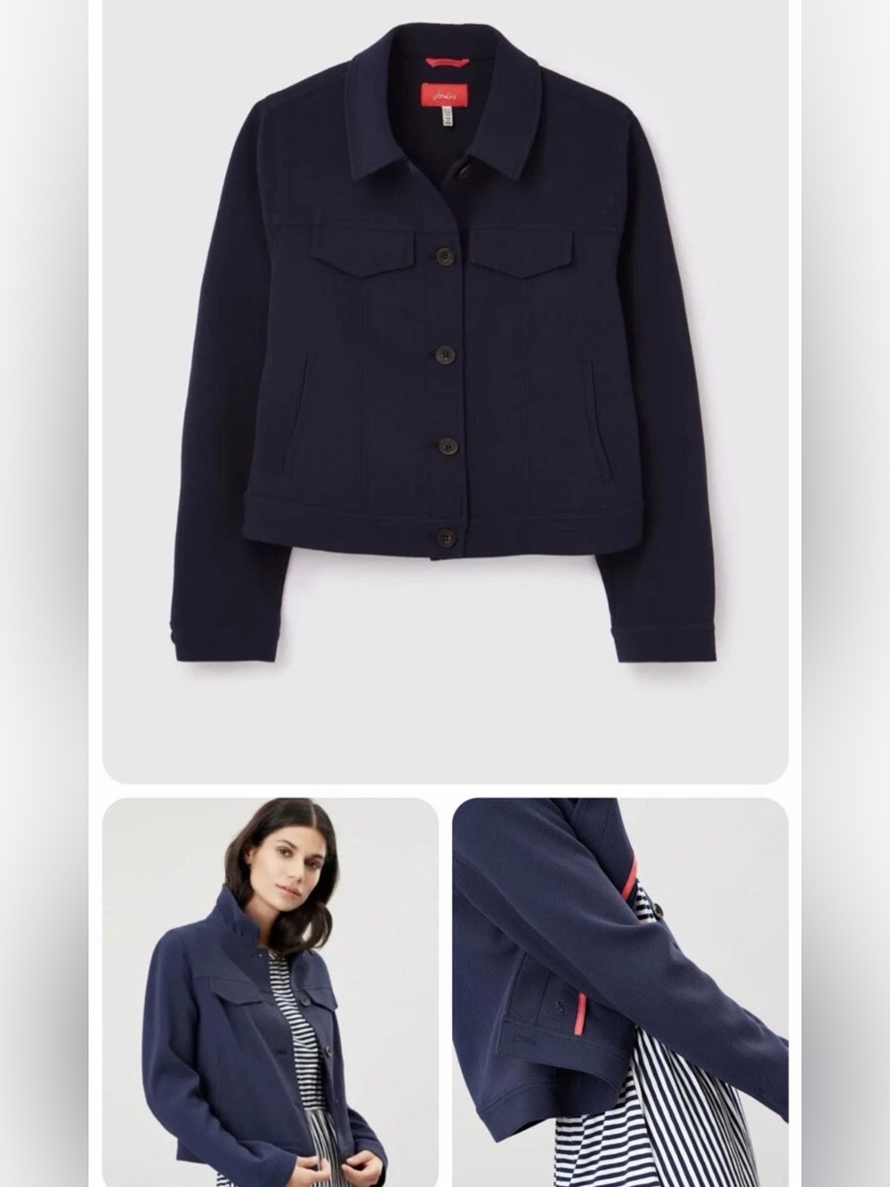 Joules Cora Jersey Jacket in French Navy Women’s Sz 8
